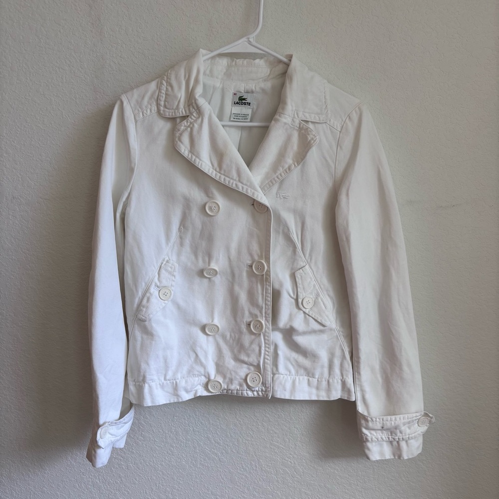 Lacoste Women's Vintage White Double-Breasted Jacket Size 40